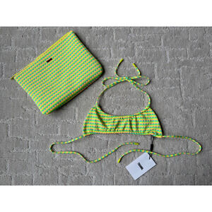 Triangl Myrta Feti Strappy Halter Top Tie Bikini Bright Pattern
